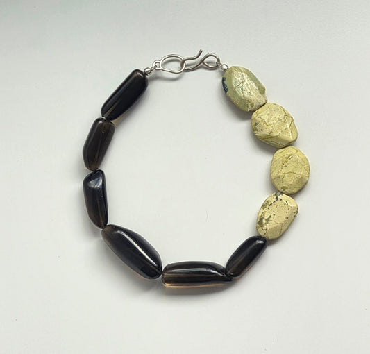 INTERLUDE NECKLACE — Two-Stone Contrast with Handcrafted Silver