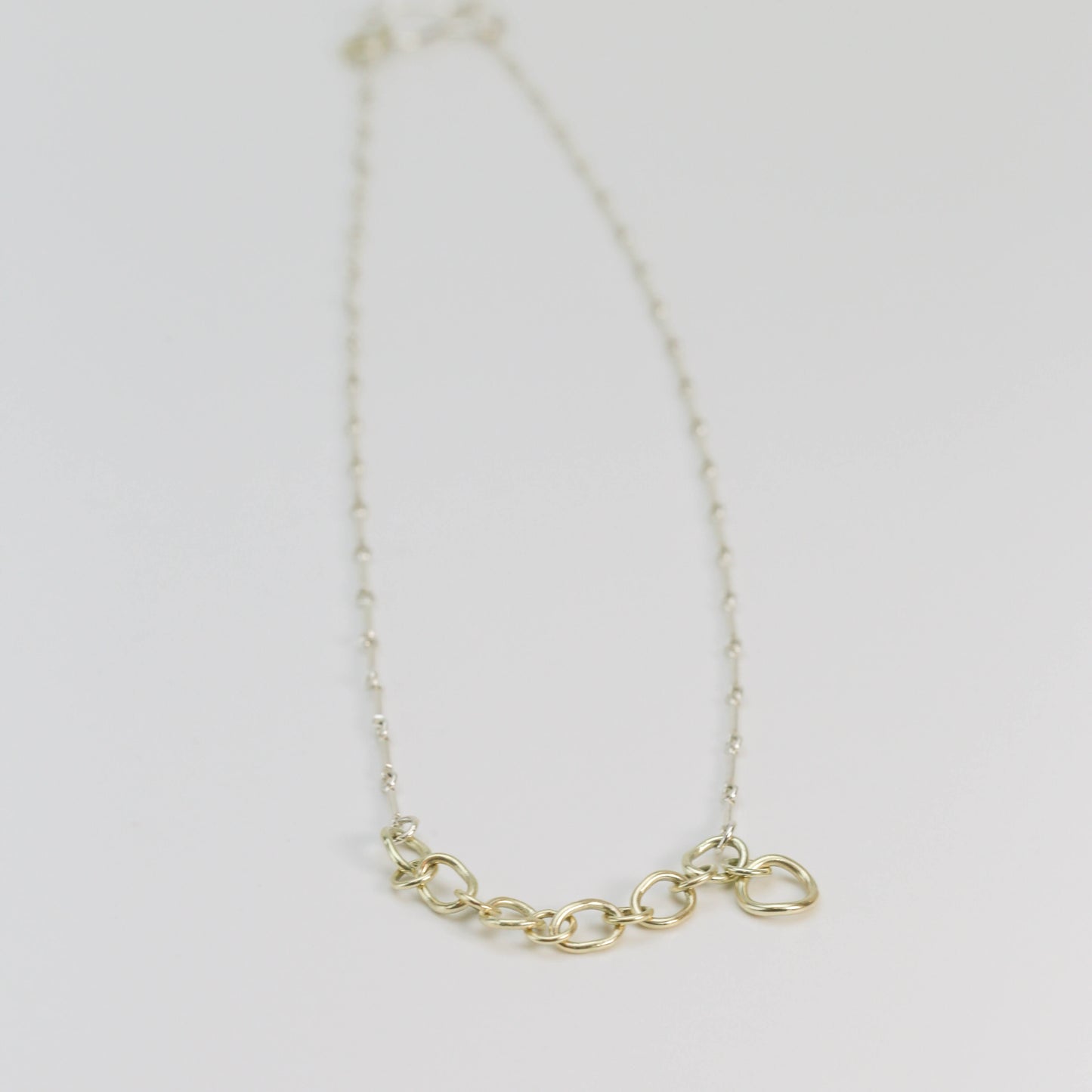CONTOUR - SG Necklace 14k Gold With Sterling Silver Bar Chain.