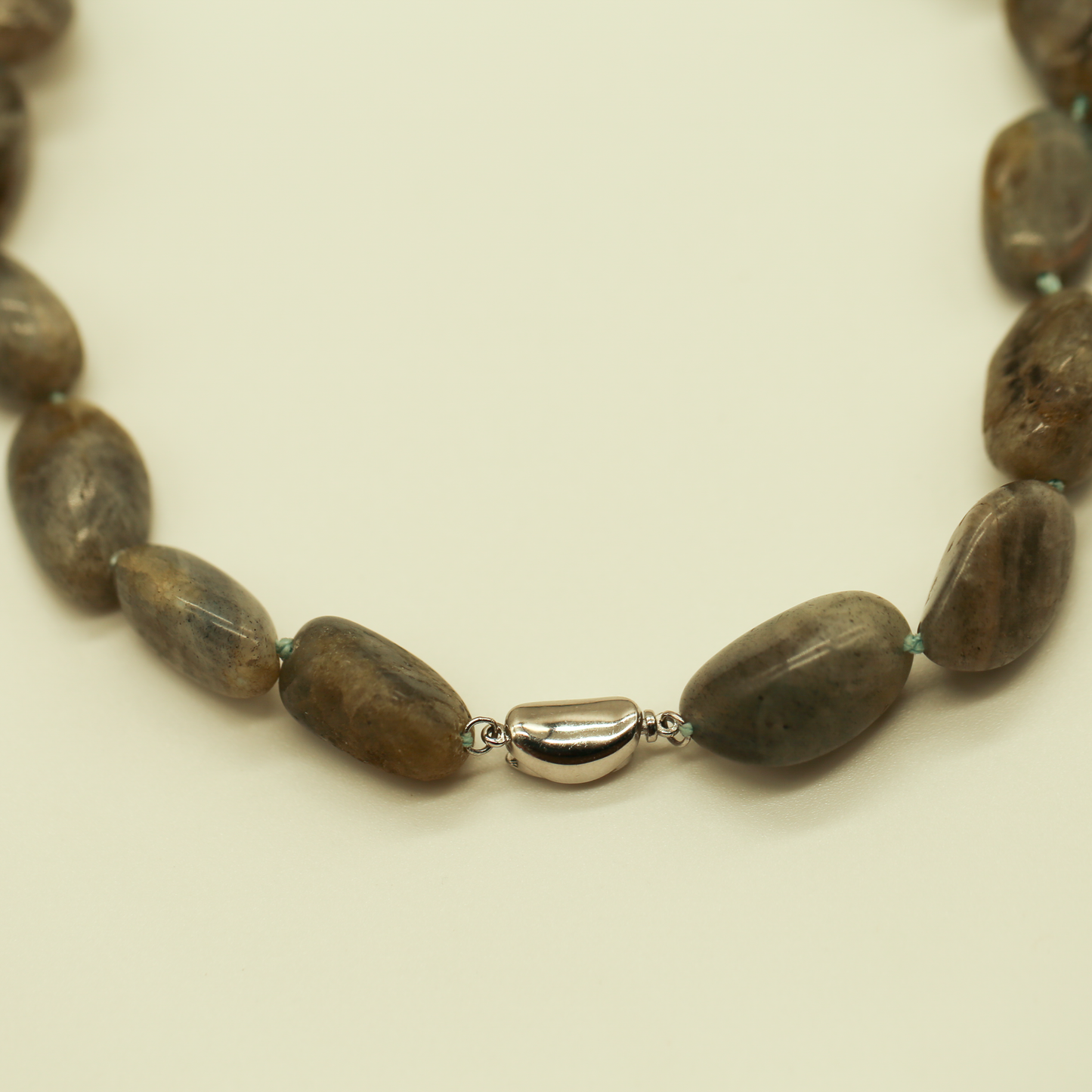 THE STREAM SONG NECKLACE - Single Gemstone necklace beads shaped like pebbles.