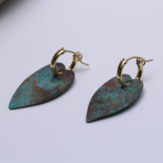 PATINA HART HOOP EARRINGS - interchangeable with 14K gold fill hoop earrings.