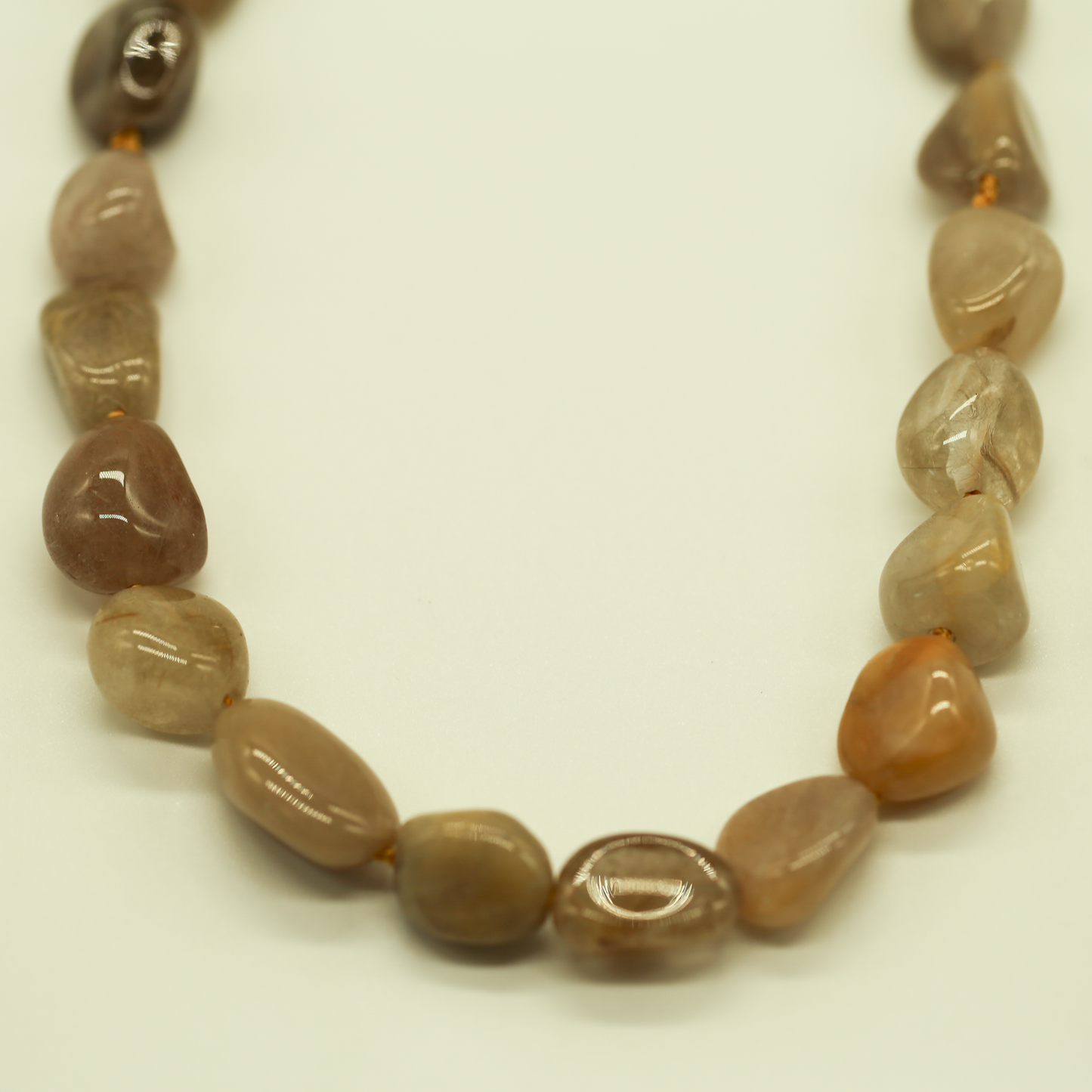 THE STREAM SONG NECKLACE - Single Gemstone necklace beads shaped like pebbles.