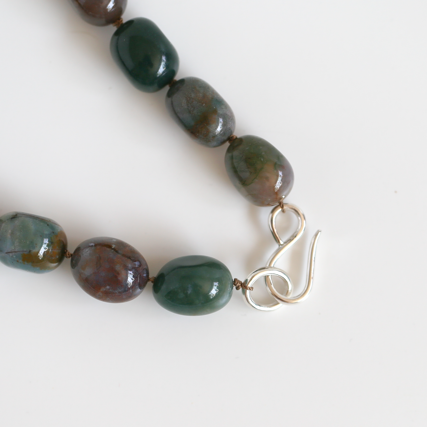 THE STREAM SONG NECKLACE - Single Gemstone necklace beads shaped like pebbles.