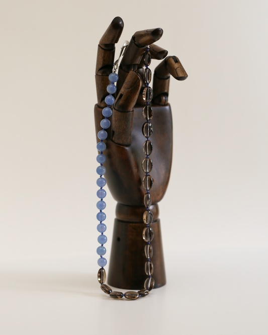 INTERLUDE NECKLACE  — Two-Stone Contrast with Handcrafted Silver