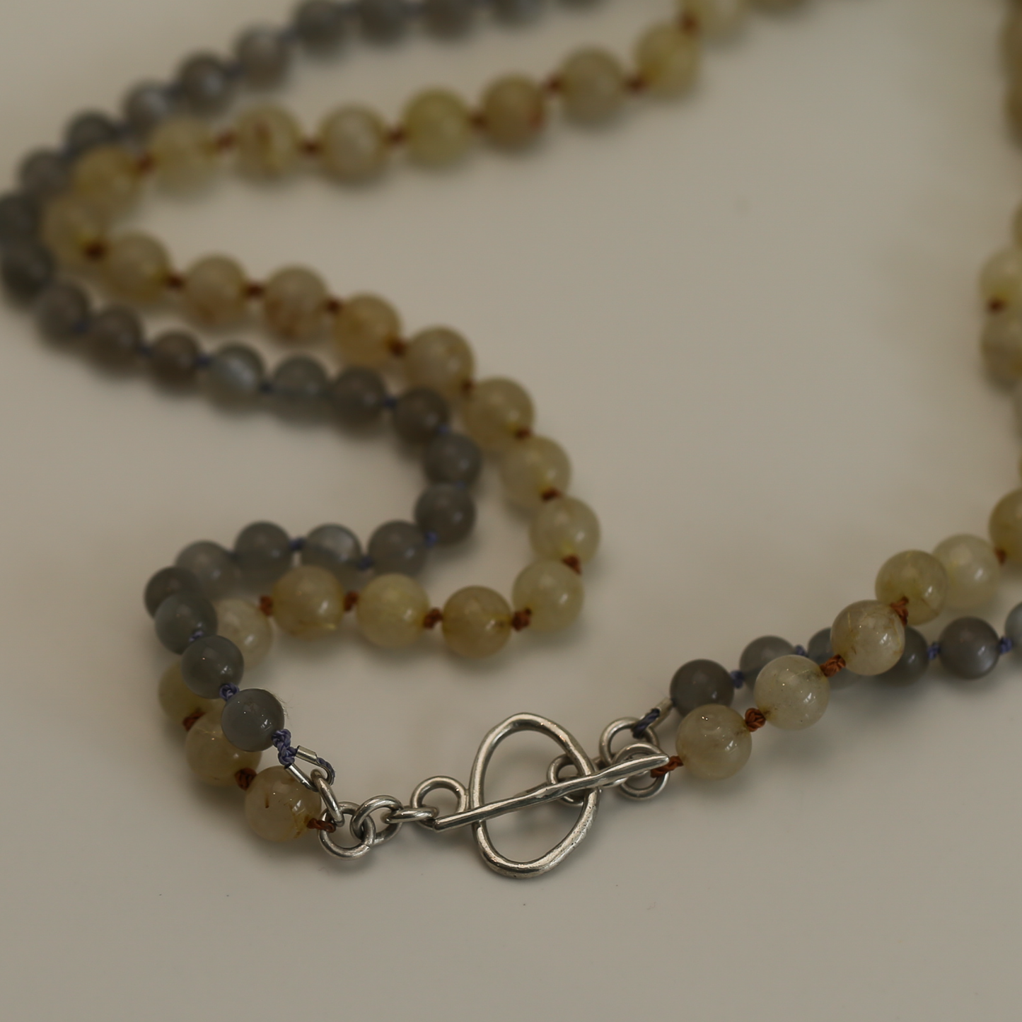 ECHO NECKLACE — Double Strand with Mixed Gemstones and Handcrafted Silver