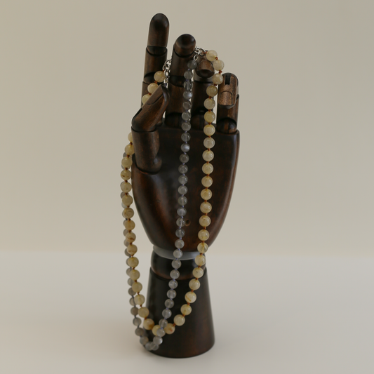 ECHO NECKLACE — Double Strand with Mixed Gemstones and Handcrafted Silver