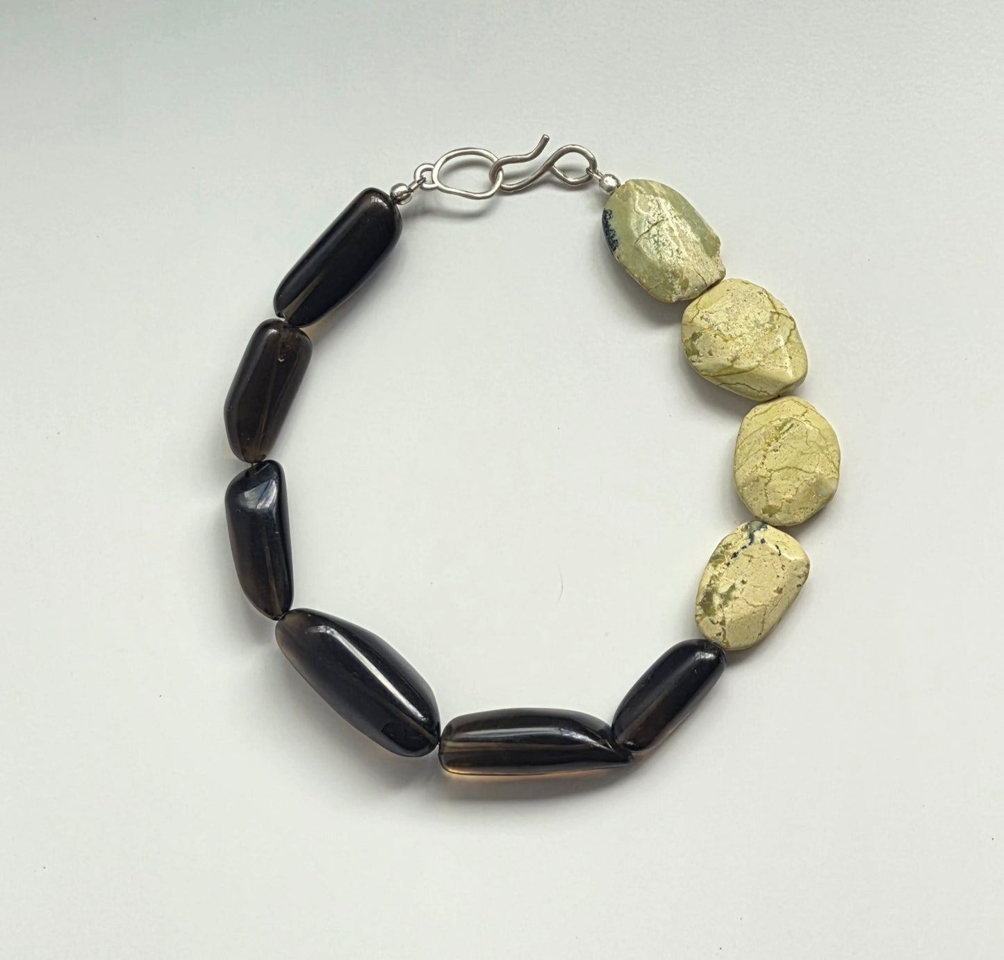 INTERLUDE NECKLACE  — Two-Stone Contrast with Handcrafted Silver
