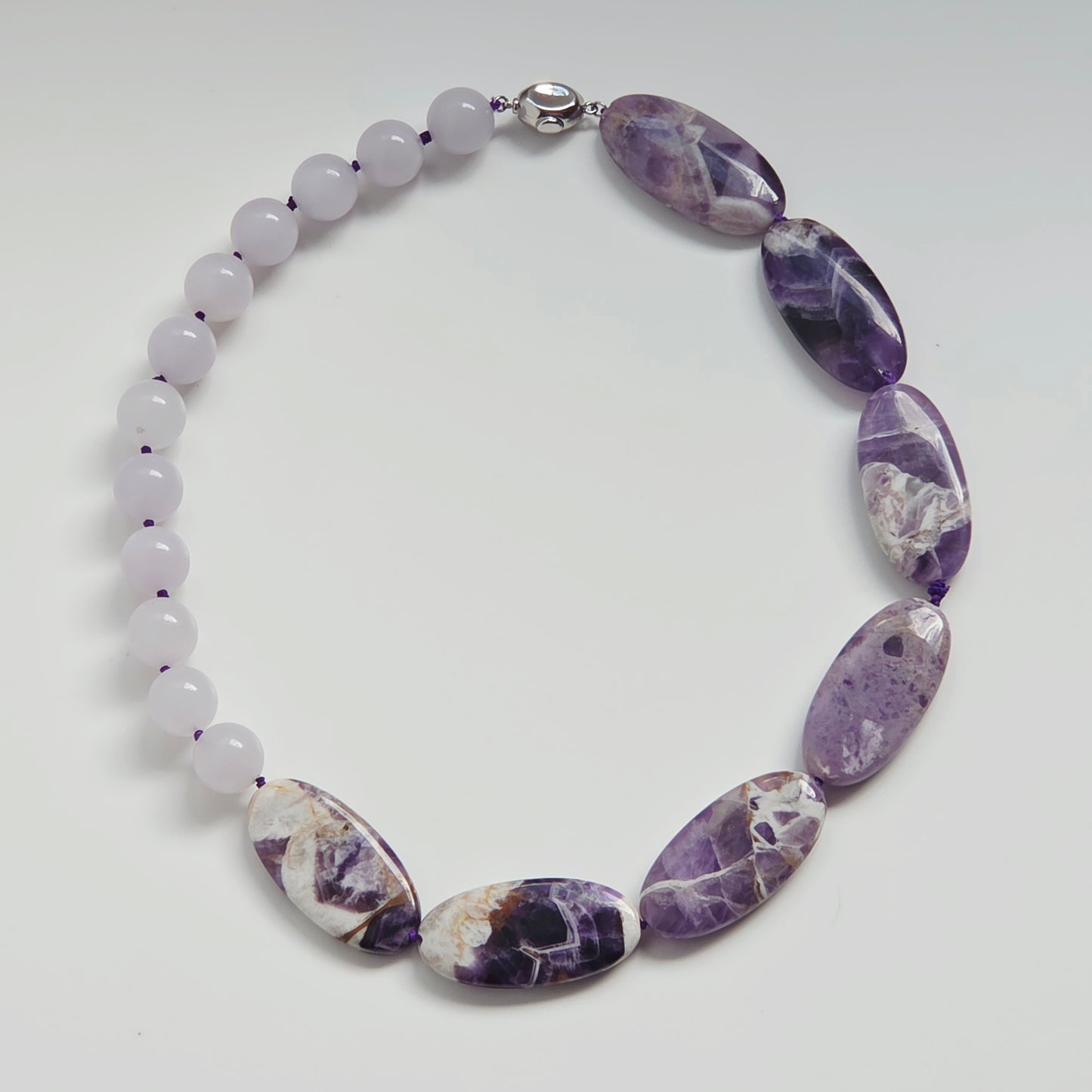 INTERLUDE NECKLACE  — Two-Stone Contrast with Handcrafted Silver