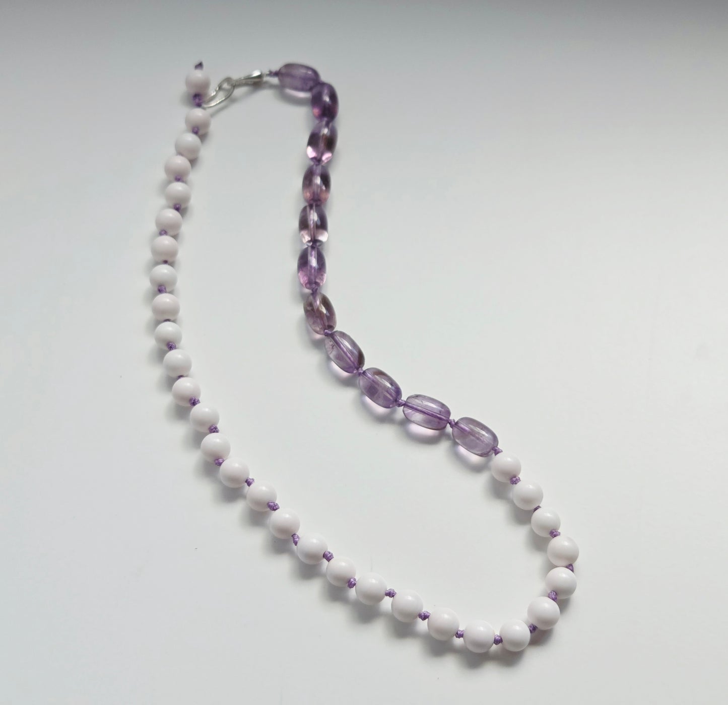 INTERLUDE NECKLACE  — Two-Stone Contrast with Handcrafted Silver