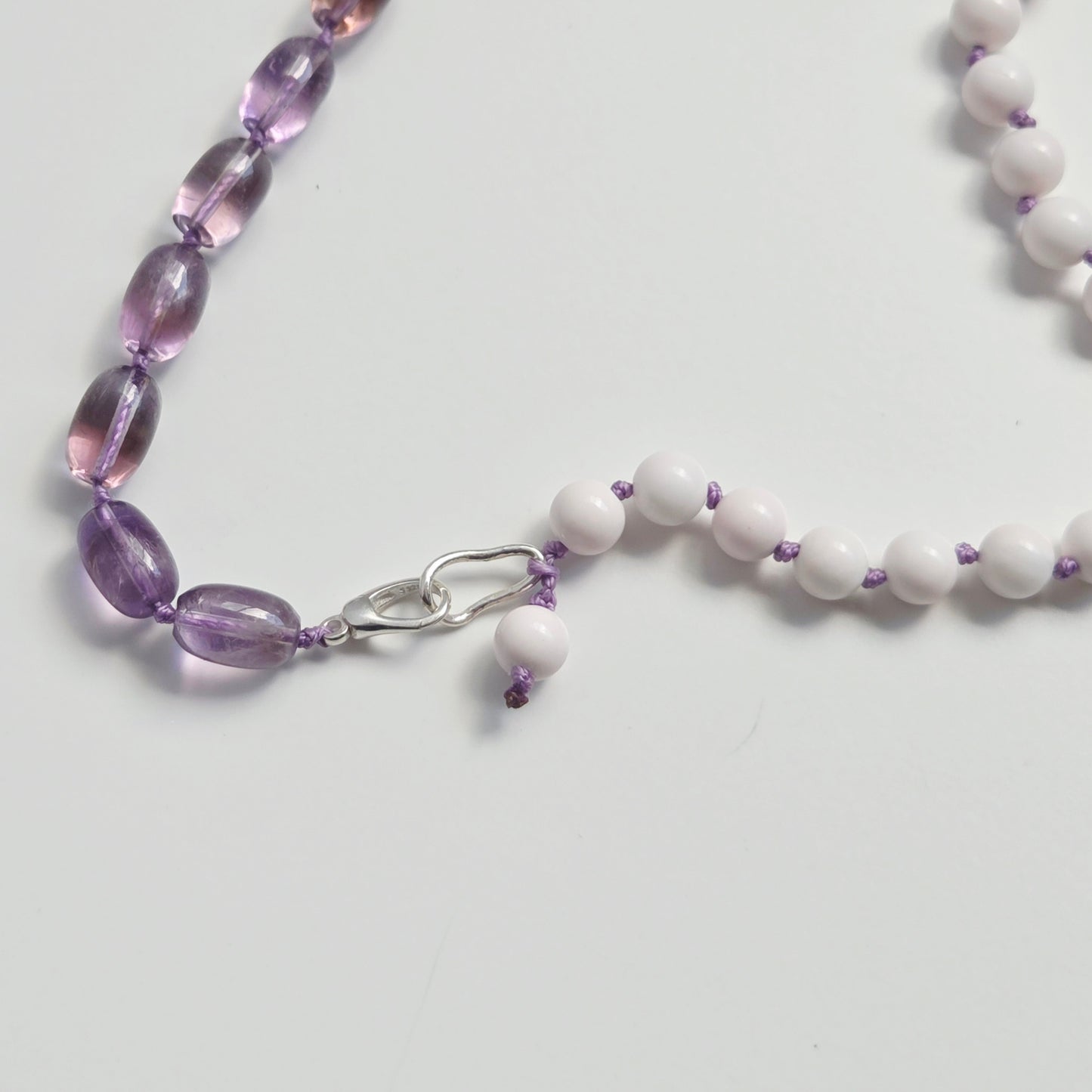 INTERLUDE NECKLACE  — Two-Stone Contrast with Handcrafted Silver