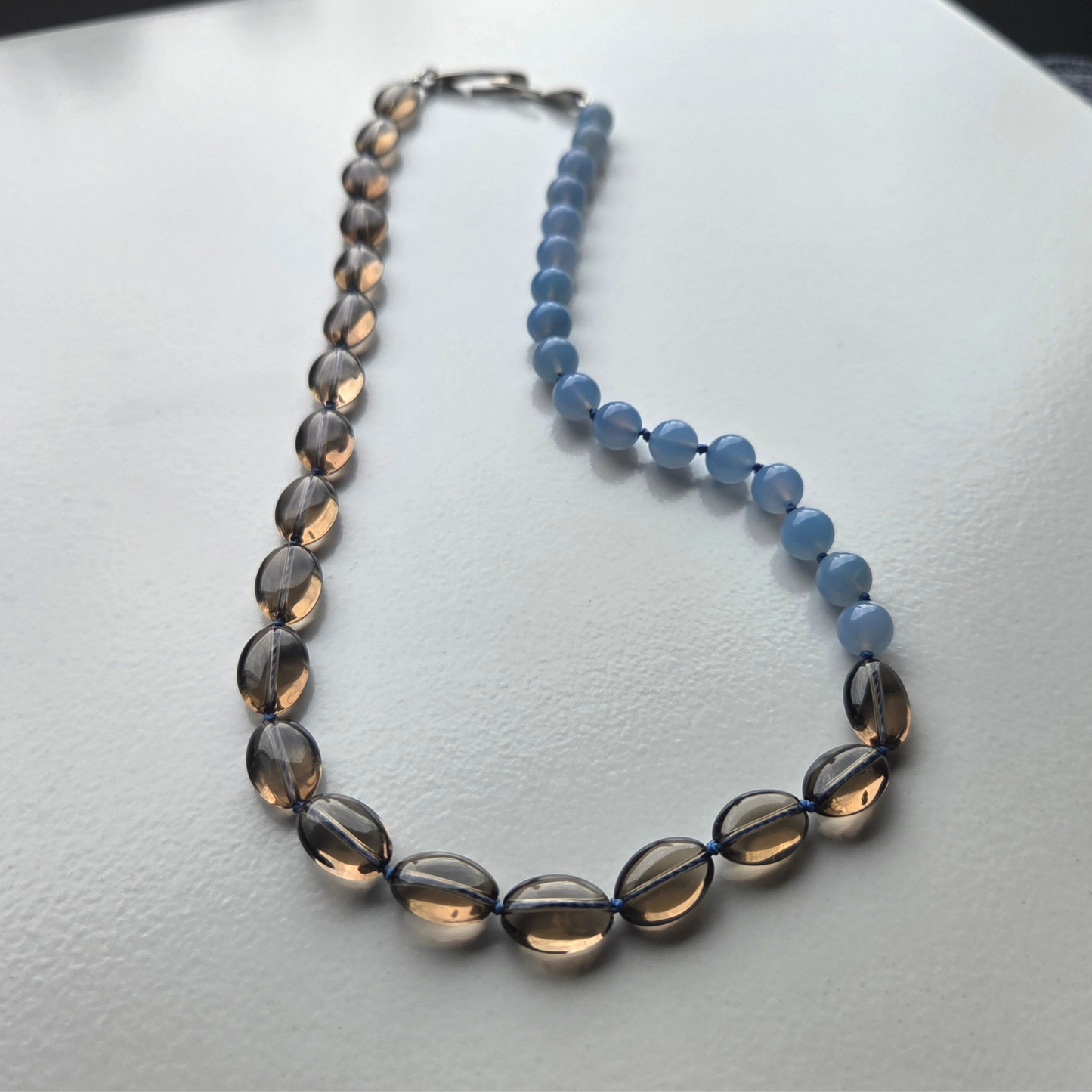 INTERLUDE NECKLACE  — Two-Stone Contrast with Handcrafted Silver