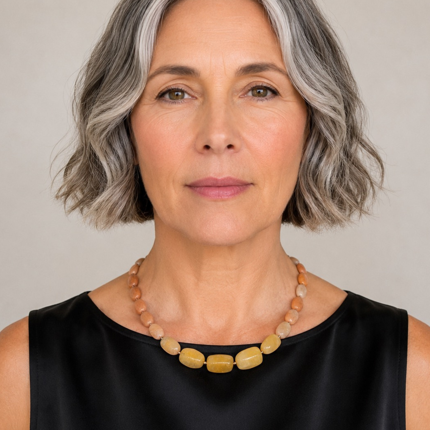 INTERLUDE NECKLACE  — Two-Stone Contrast with Handcrafted Silver