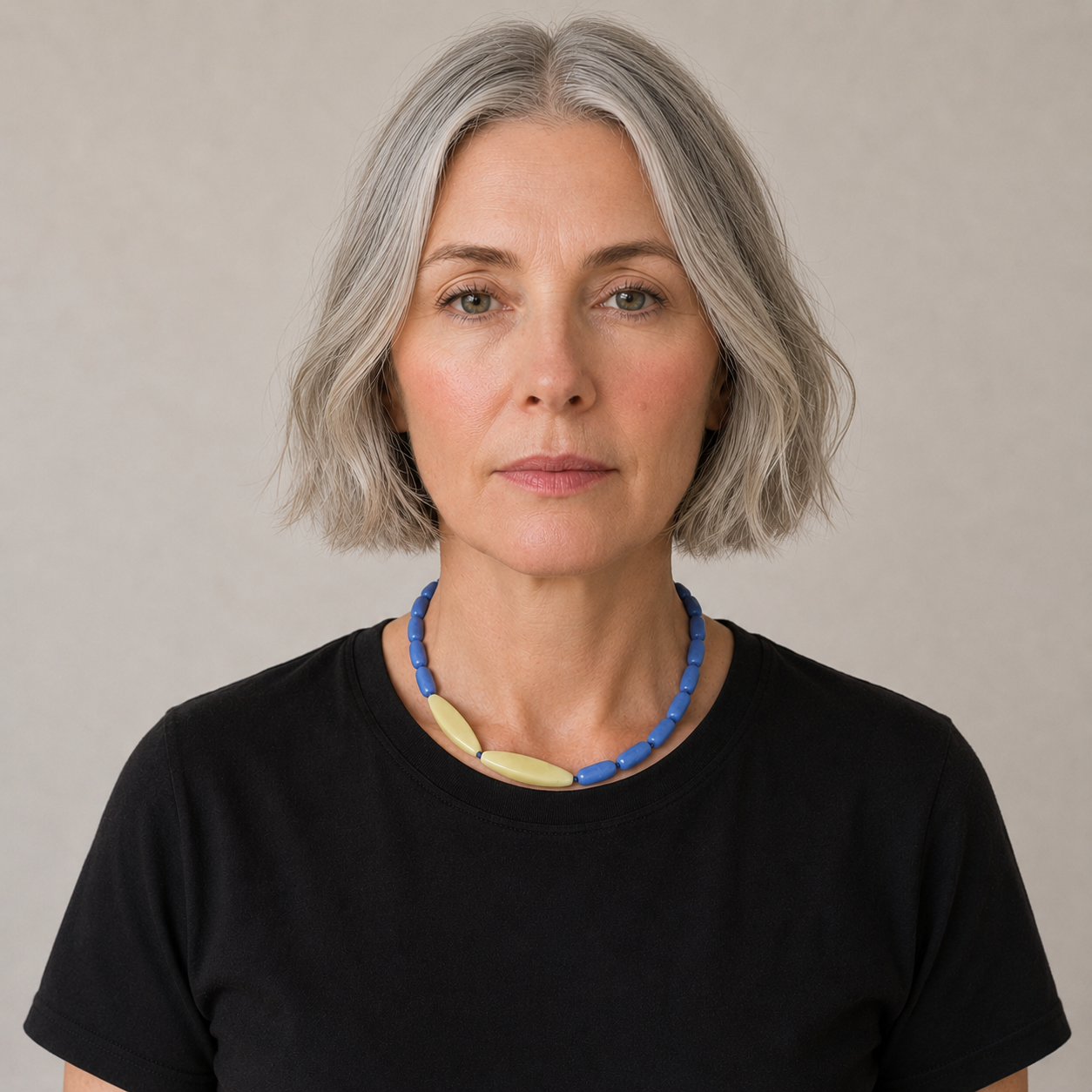 INTERLUDE NECKLACE  — Two-Stone Contrast with Handcrafted Silver