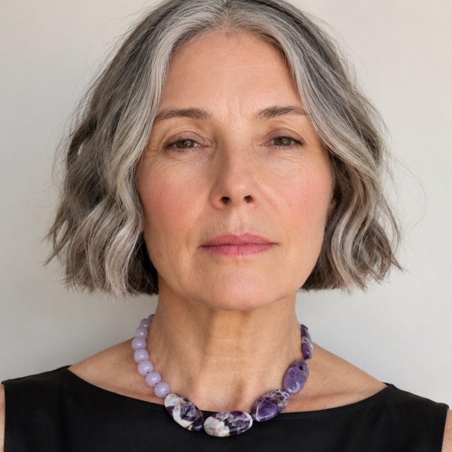 INTERLUDE NECKLACE  — Two-Stone Contrast with Handcrafted Silver
