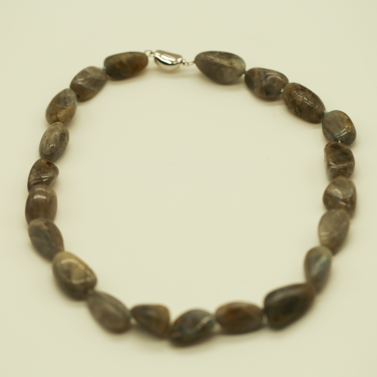 THE STREAM SONG NECKLACE - Single Gemstone necklace beads shaped like pebbles.