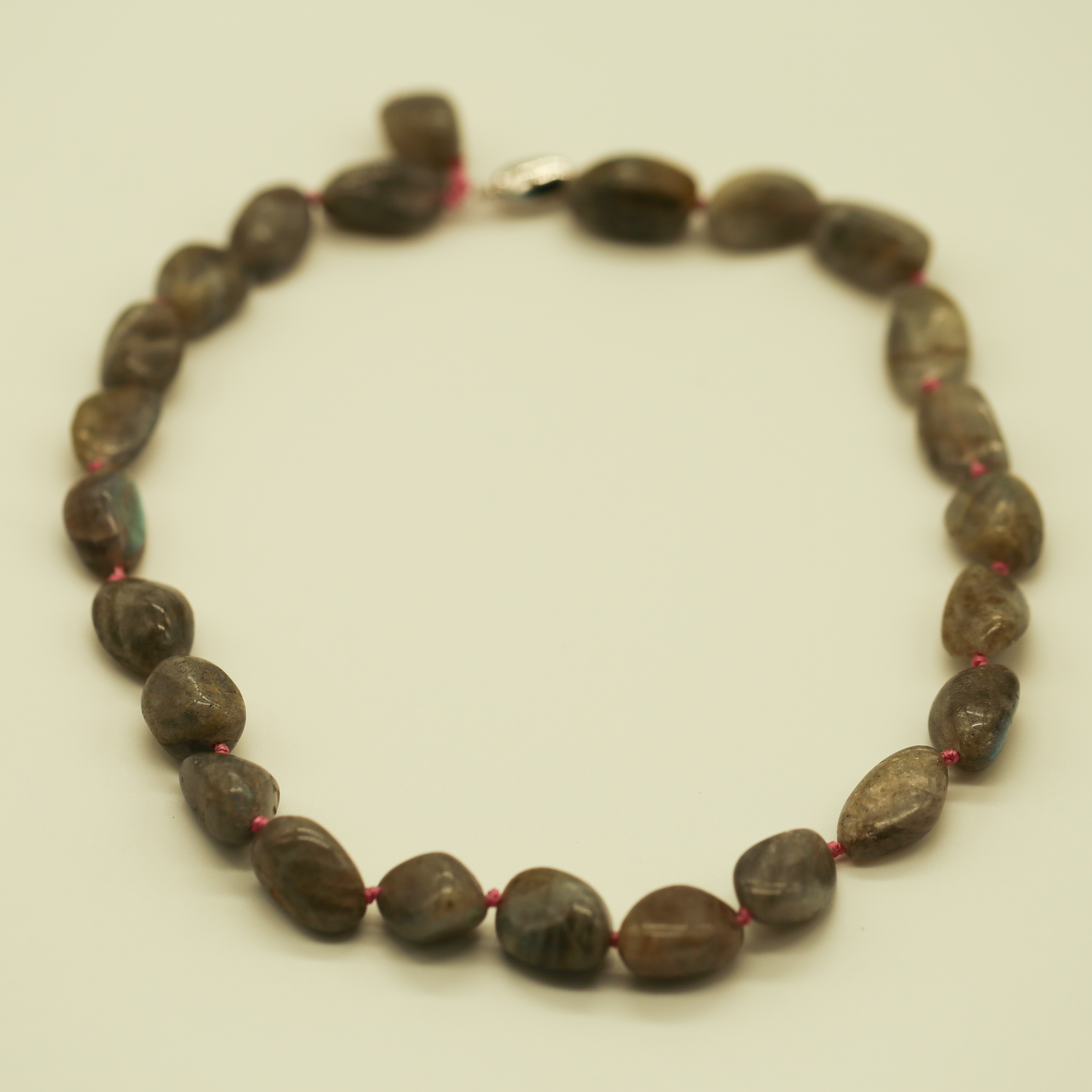 THE STREAM SONG NECKLACE - Single Gemstone necklace beads shaped like pebbles.