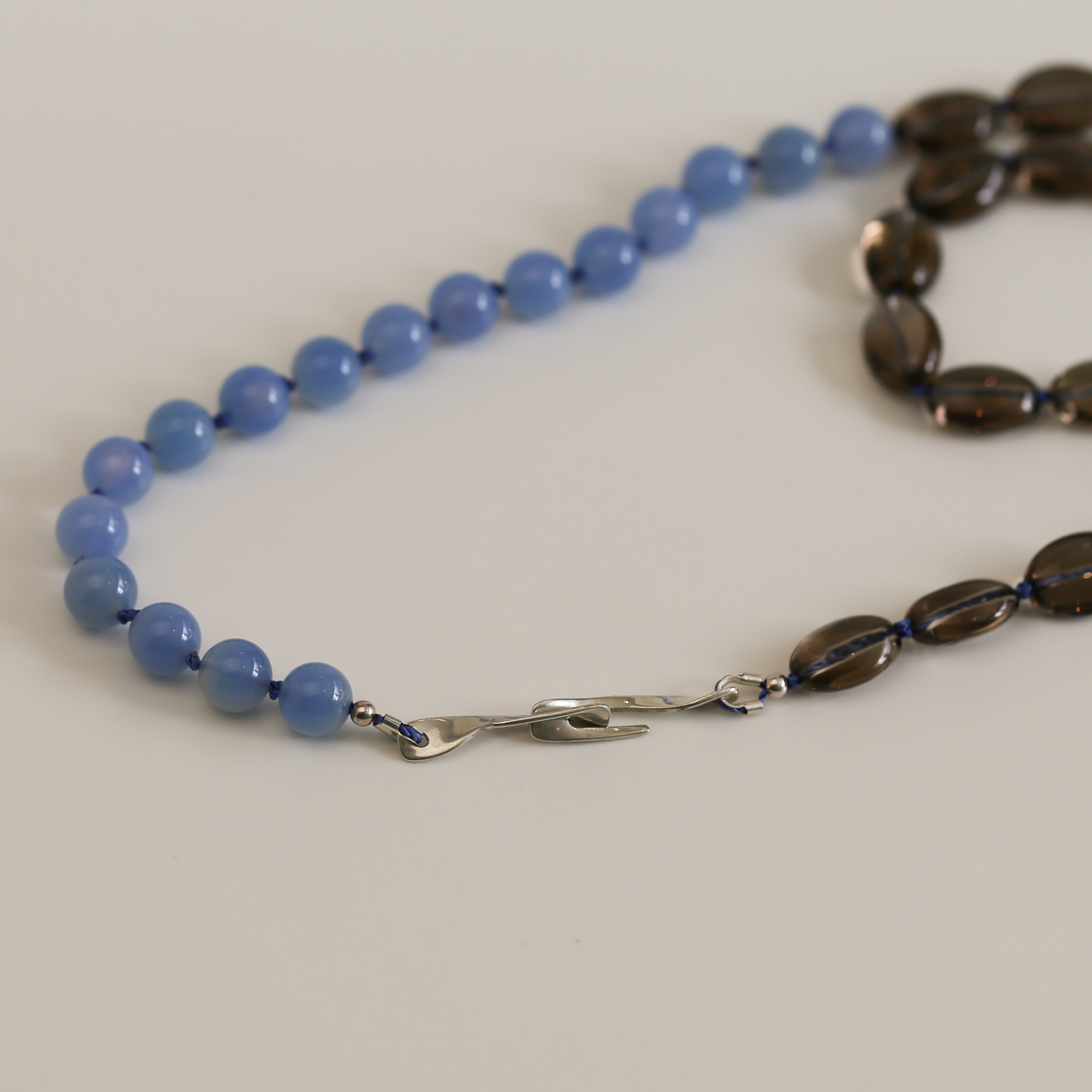 INTERLUDE NECKLACE  — Two-Stone Contrast with Handcrafted Silver