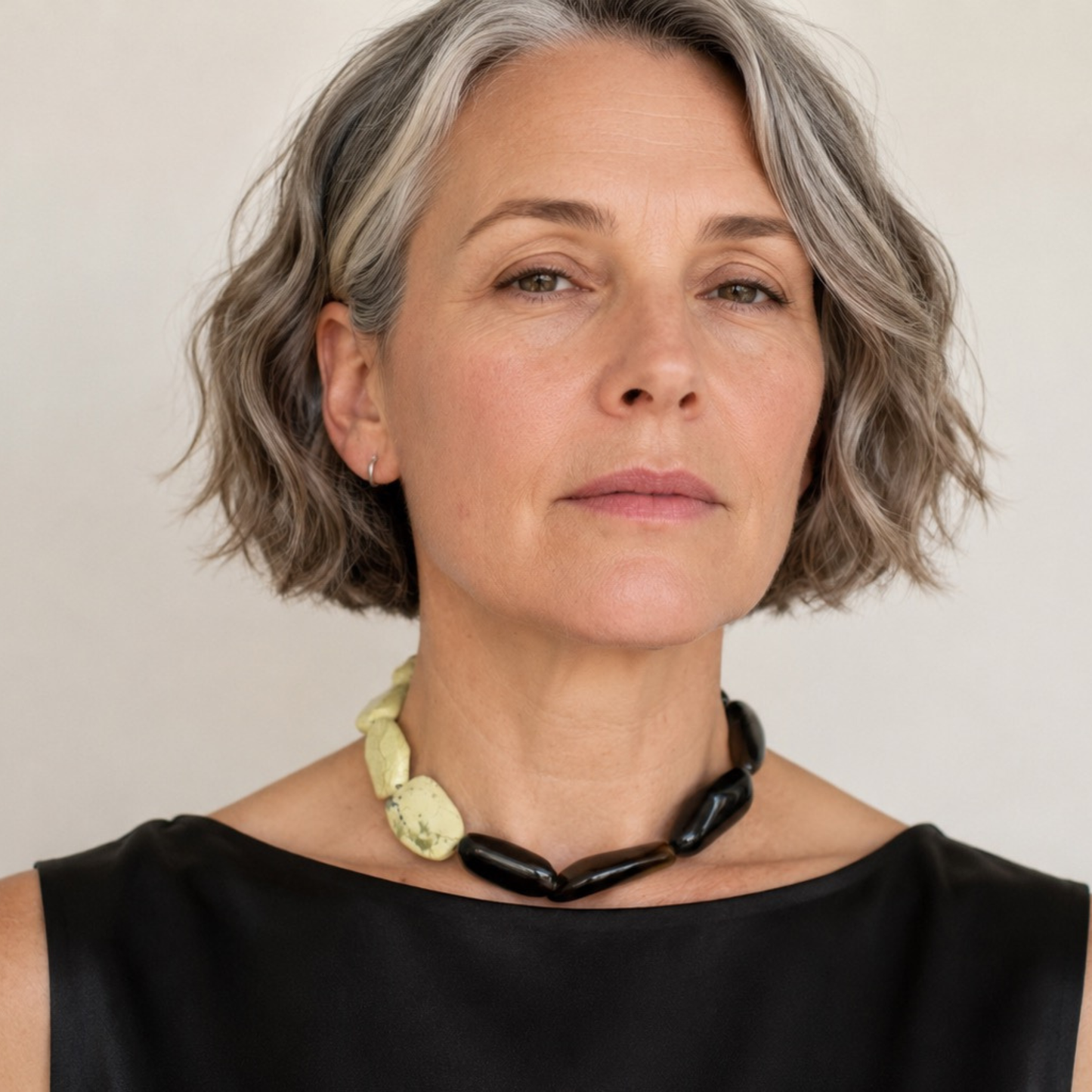 INTERLUDE NECKLACE  — Two-Stone Contrast with Handcrafted Silver
